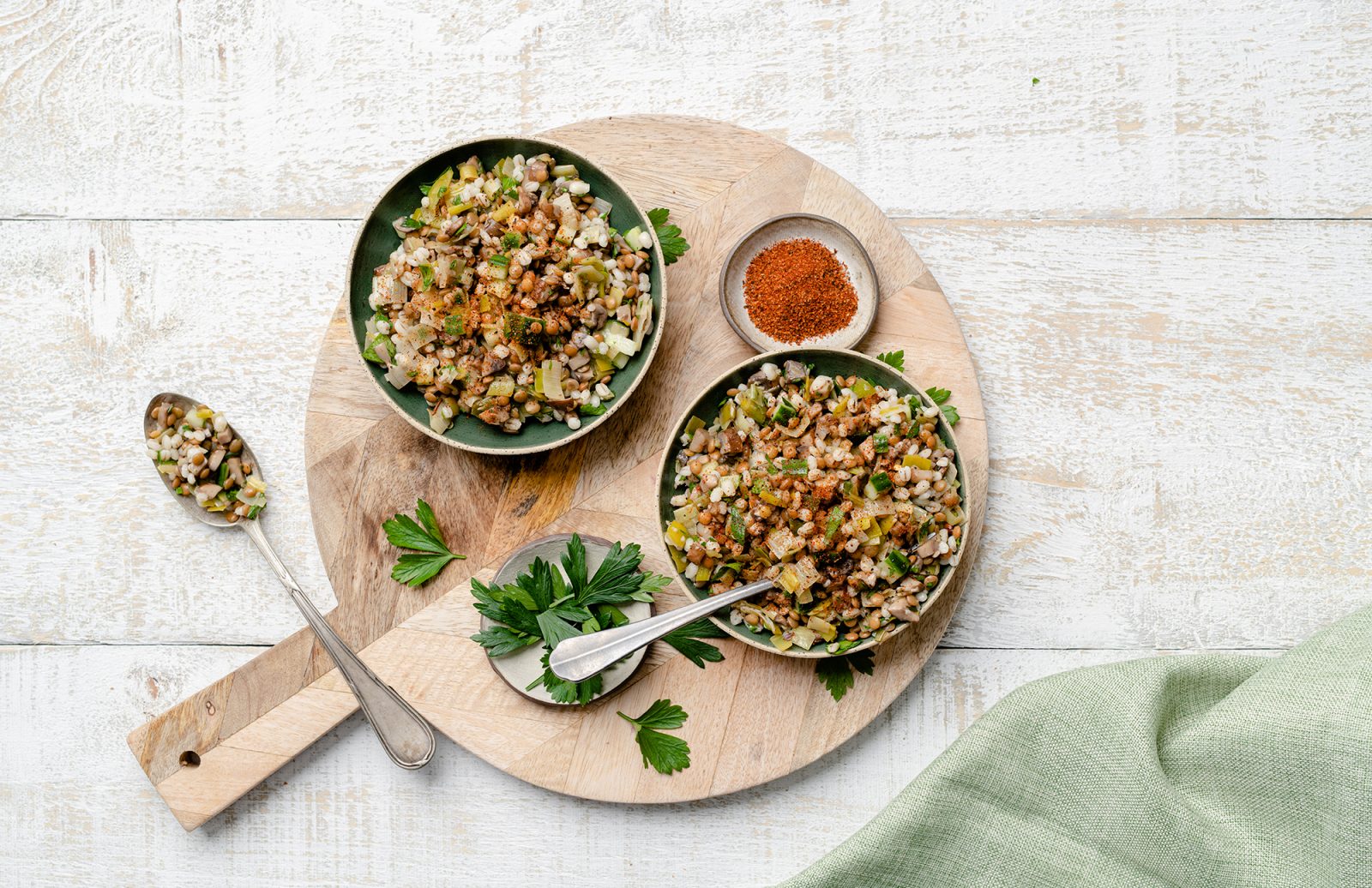 Marinated Lentils, Mushrooms & Leeks
