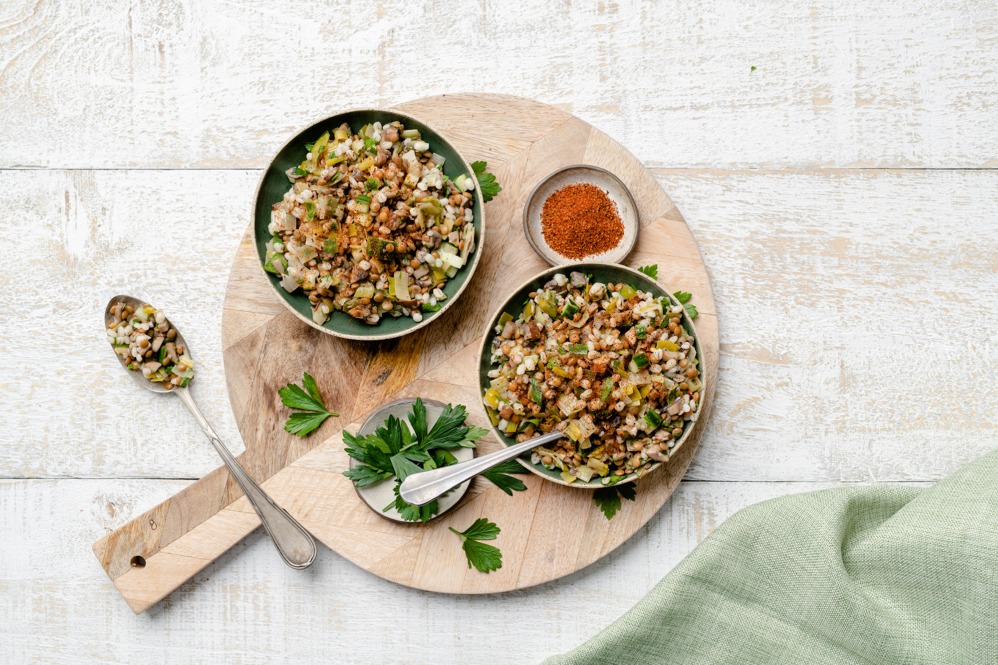 Marinated Lentils, Mushrooms & Leeks