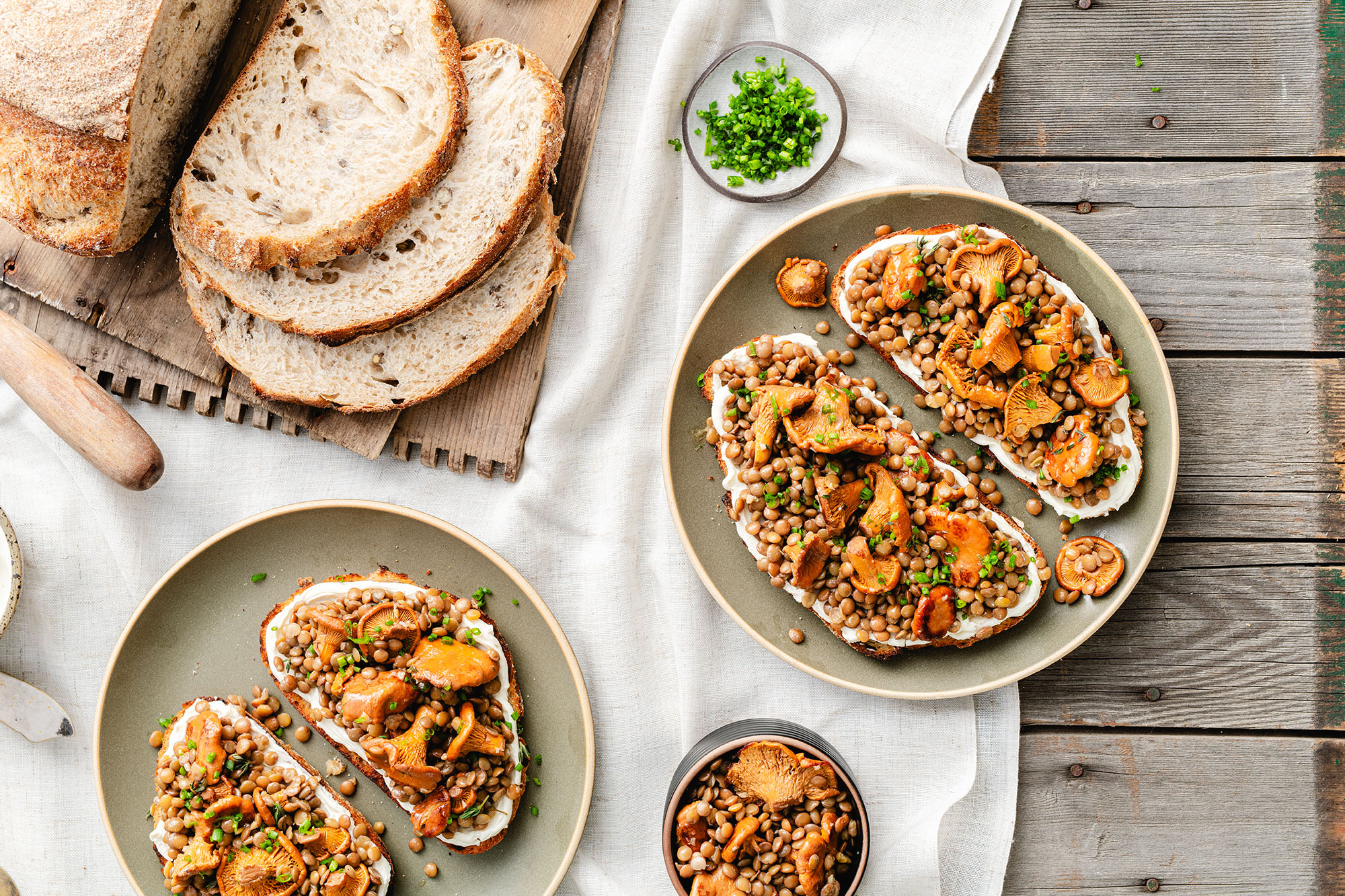 Marinated Lentils & Mushrooms on Toast