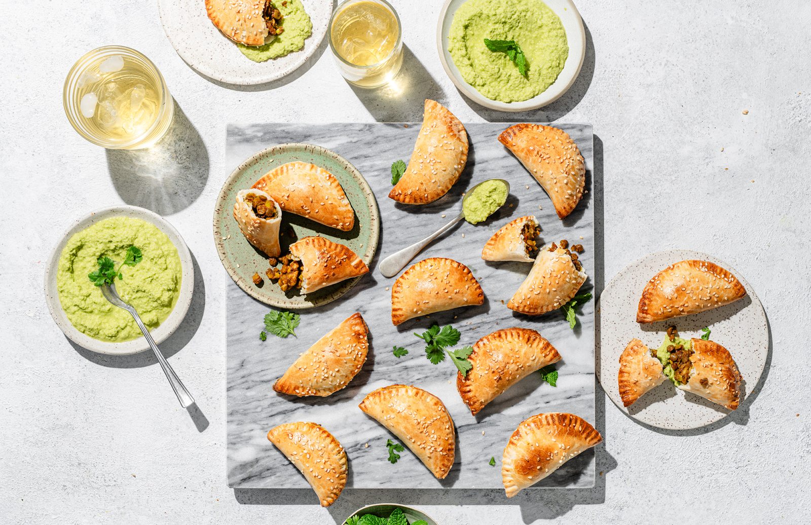 Curried Lentil Empanada with Coconut Chutney