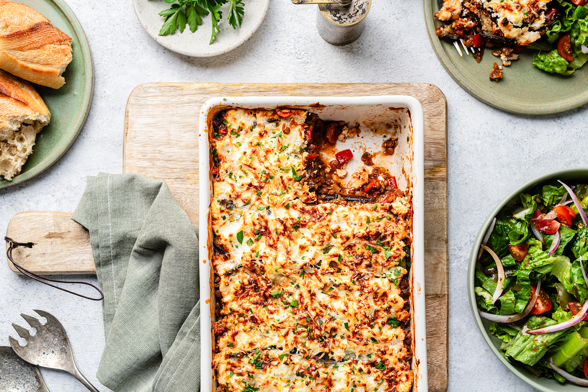 Smoky Chipotle Lentil & Eggplant Bake