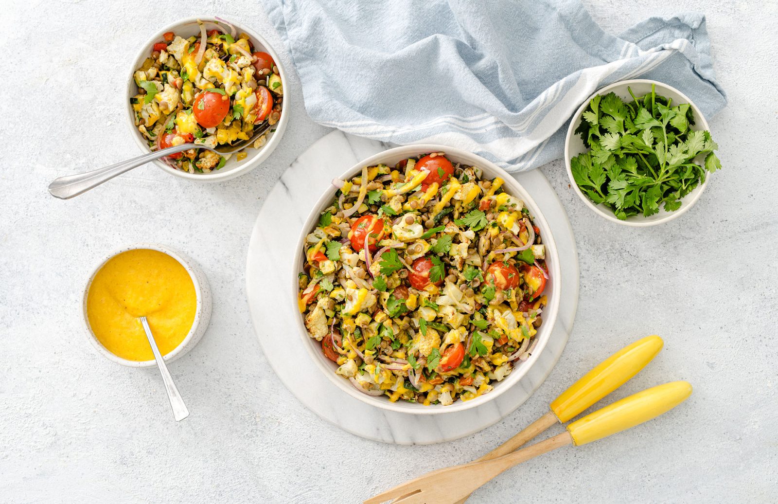 Lentil & Roasted Vegetable Salad with Mango Vinaigrette