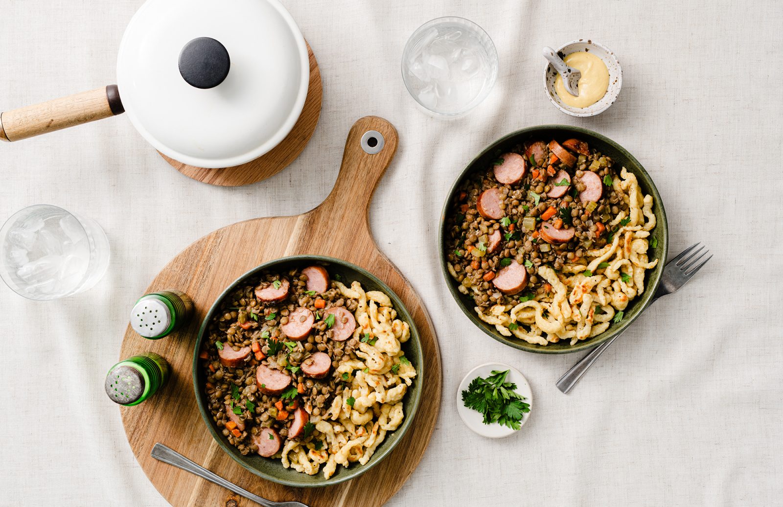 German Lentil Stew with Spätzle